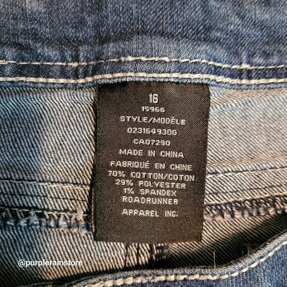 Roadrunner Apparel Inc Jeans 16 Bootcut Mid Rise Cross Embellished Thick Stitch - Picture 5 of 12